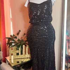 Black Sequin Evening Gown